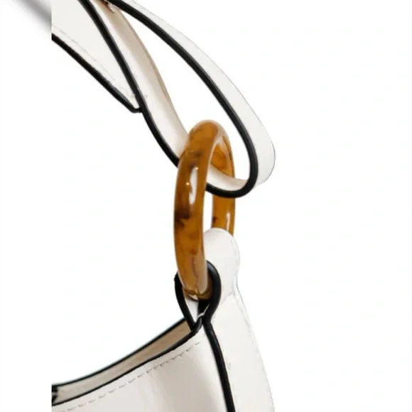 Elegant White Vegan Leather Women's Bag Unique Shape - Picture 5 of 6